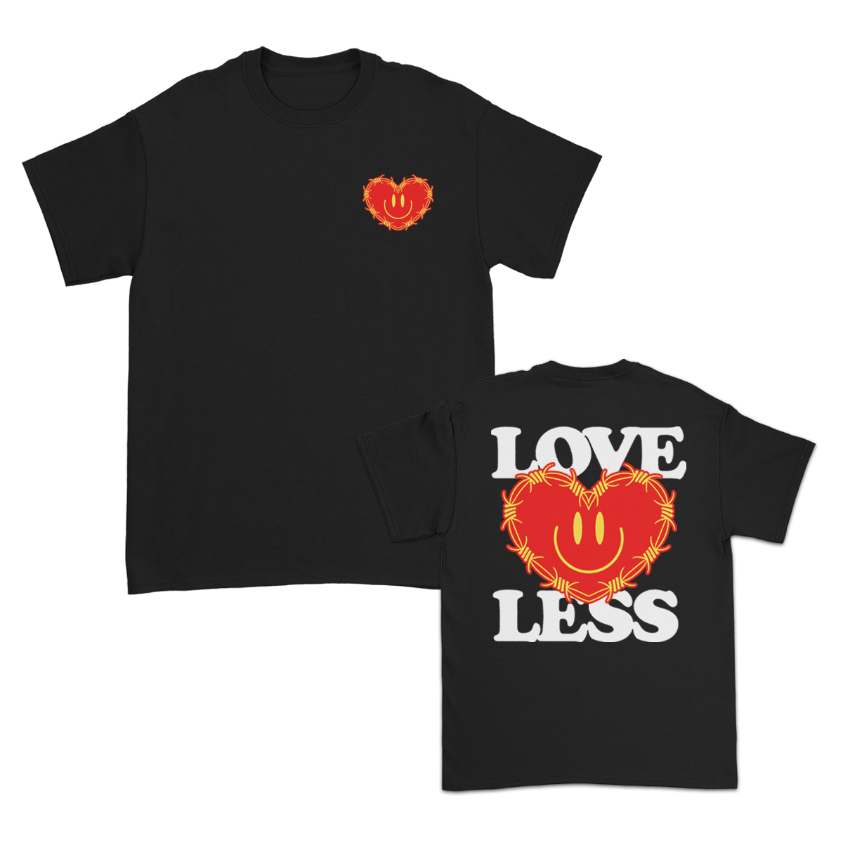 Loveless Happy Face Heart T-Shirt (Black)